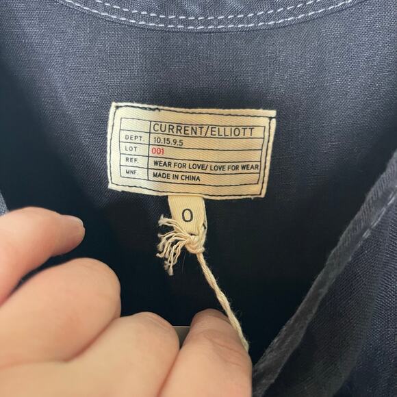 New Current/Elliott Zip Cargo Crop 100% Linen Jumpsuit in Black sz 0 - Picture 3 of 10